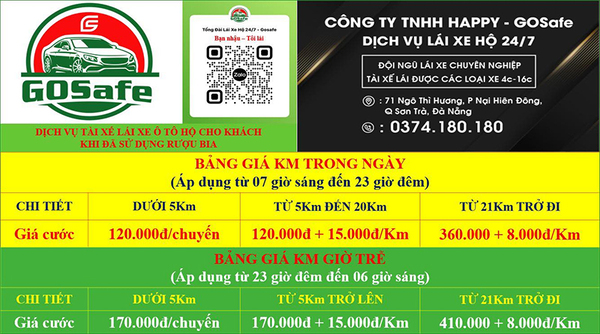 bang gia dich vu thue lai xe ho o da nang gosafe